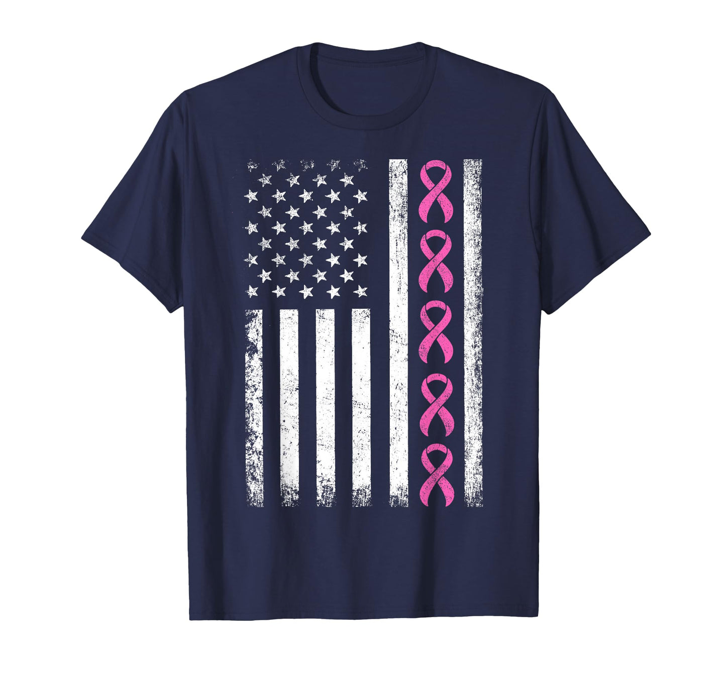 Breast Cancer Shirts American Flag Breast Cancer Awareness T-Shirt