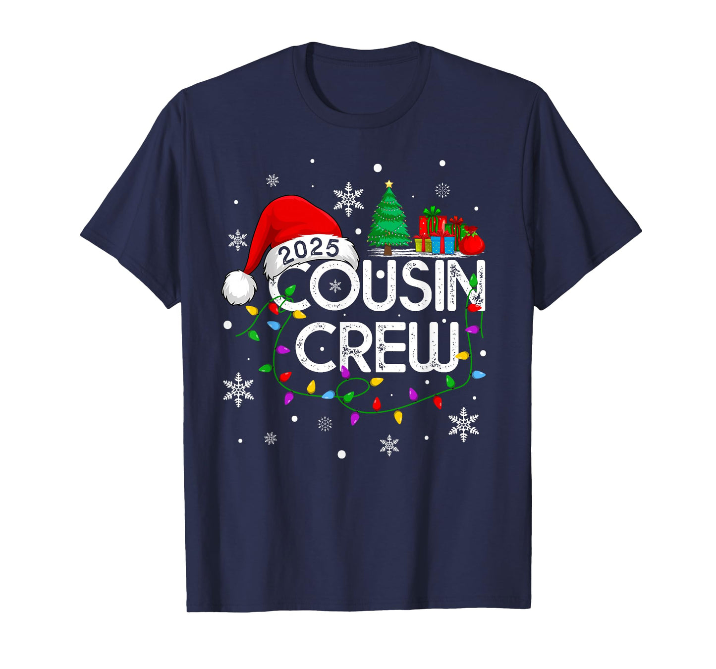 Cousin Crew 2025 Christmas Family Men Women Kids Xmas Lights T-Shirt