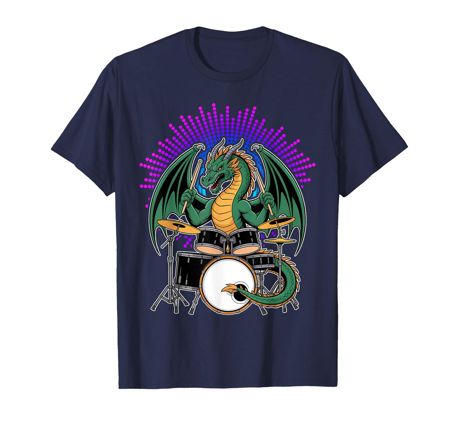 Dragon Playing Drums Cool Animal Funny Drummer Rock Musician T-Shirt