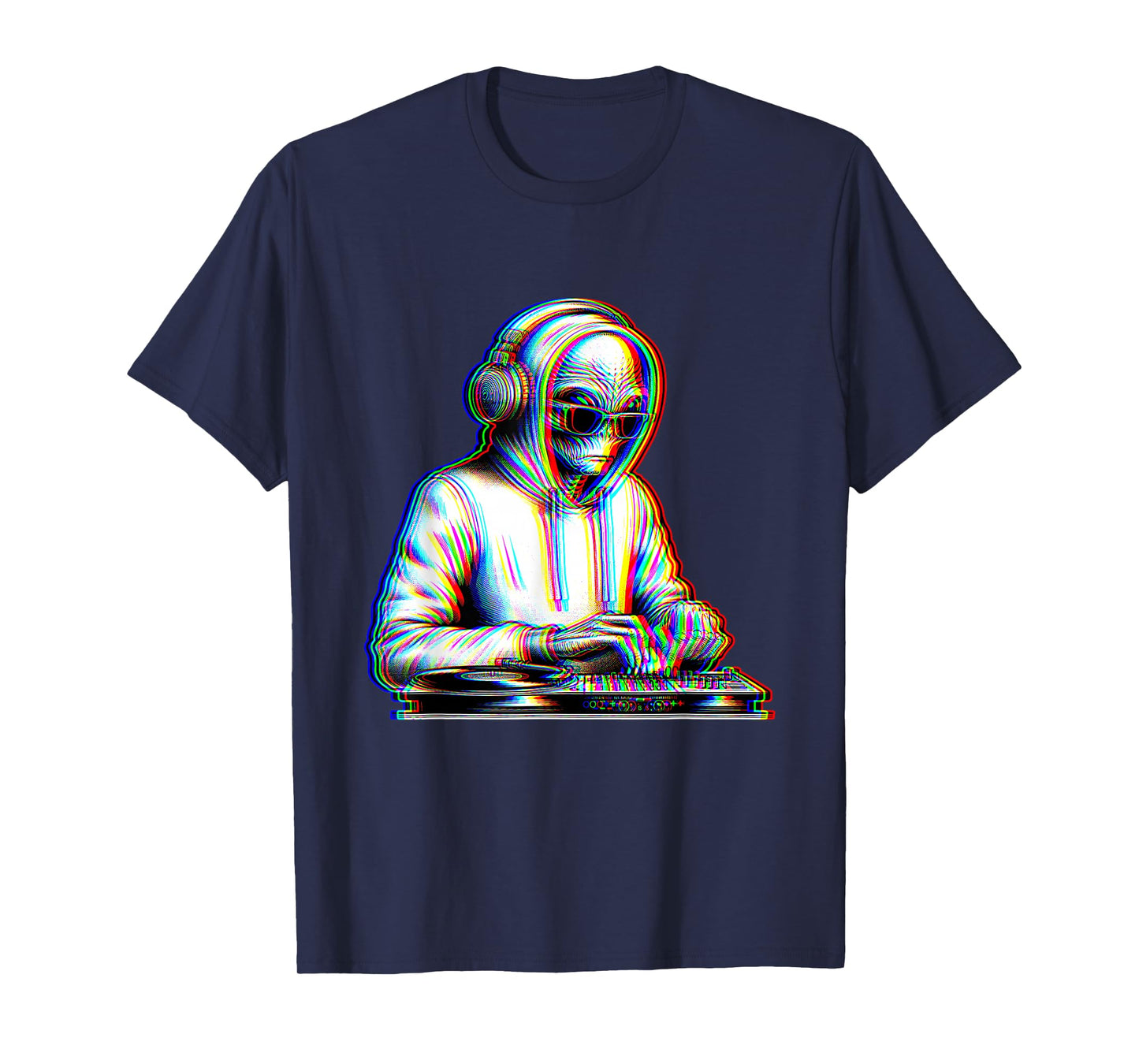 Trippy Alien Dj Rave Festival Optical Illusion EDM Music Ufo T-Shirt