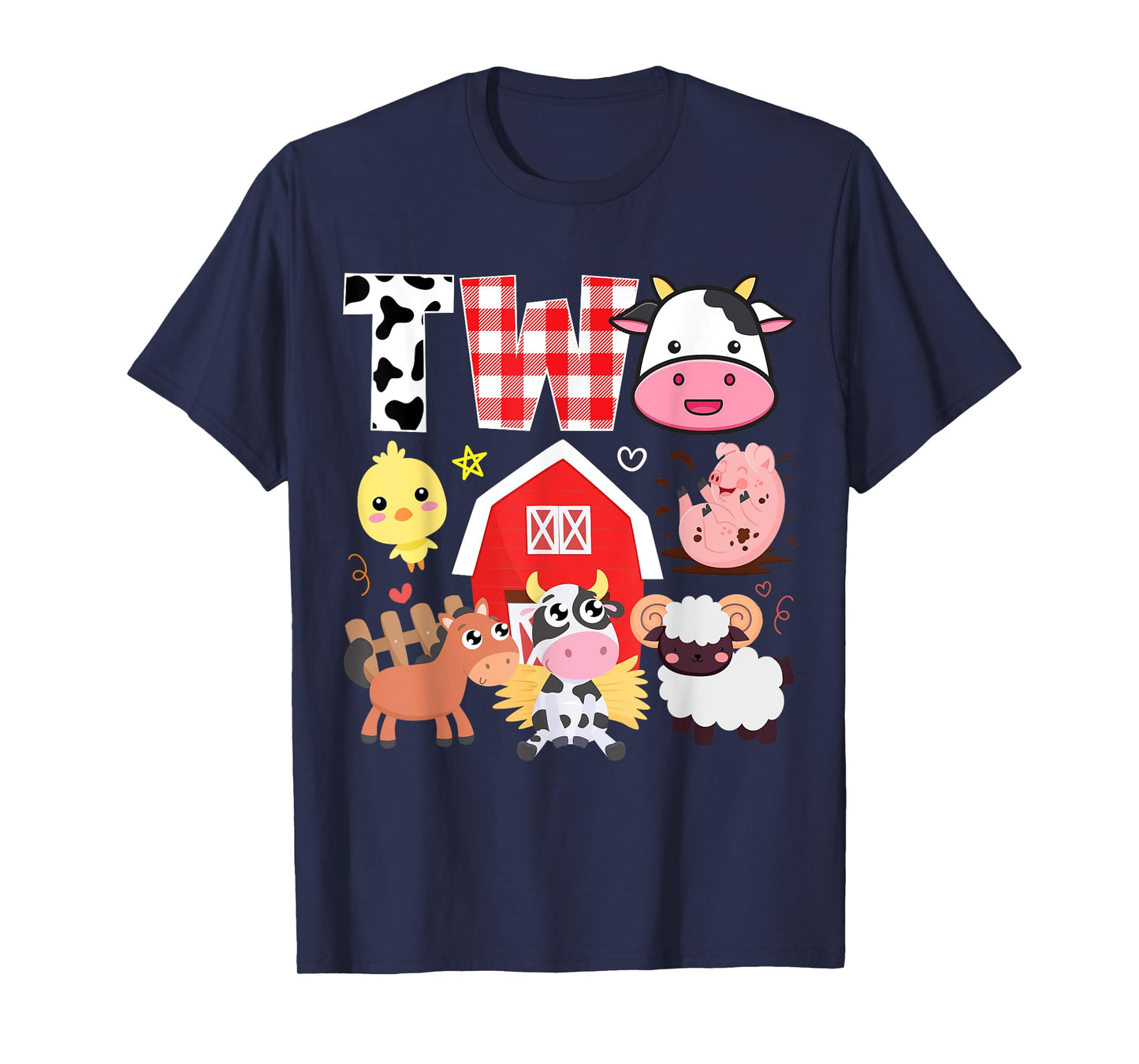 2nd Birthday Two Year Old Farm Theme Animals Birthday Party T-Shirt