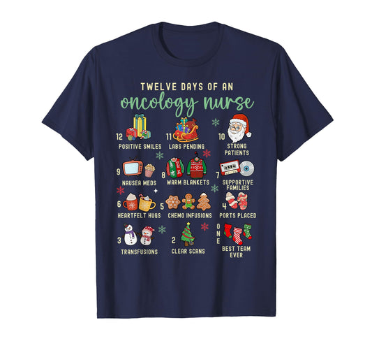 Christmas Oncology Rn Nurse 12 Days Of An Oncology Nurse T-Shirt