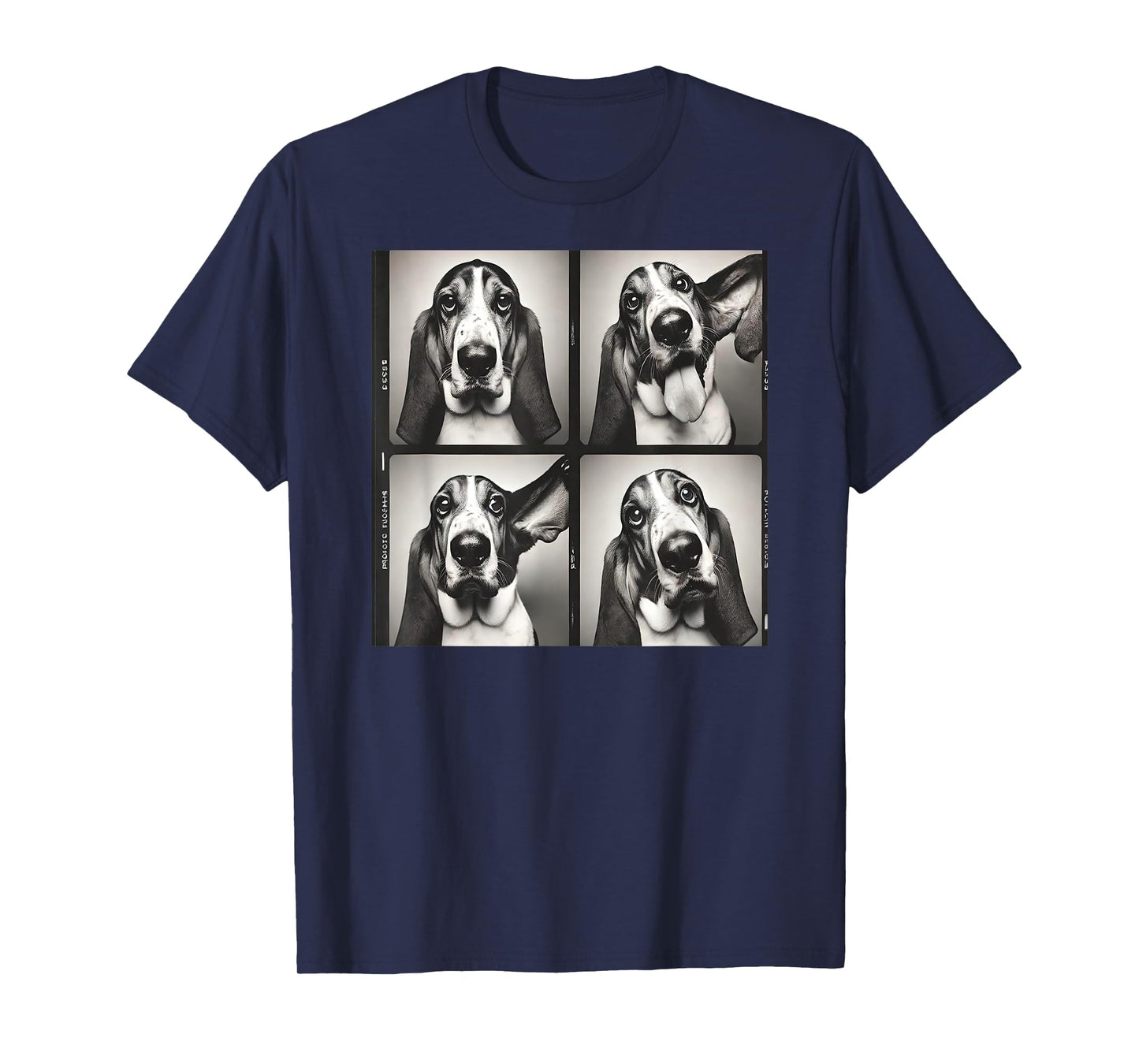 Retro Dog Basset Hound Photobooth Selfie Photostrip Dog Mom T-Shirt