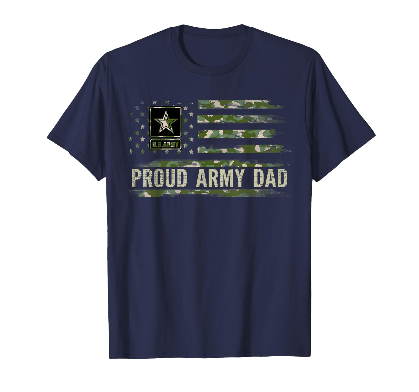 Vintage Proud Army Dad Camo American Flag Veteran Gift T-Shirt