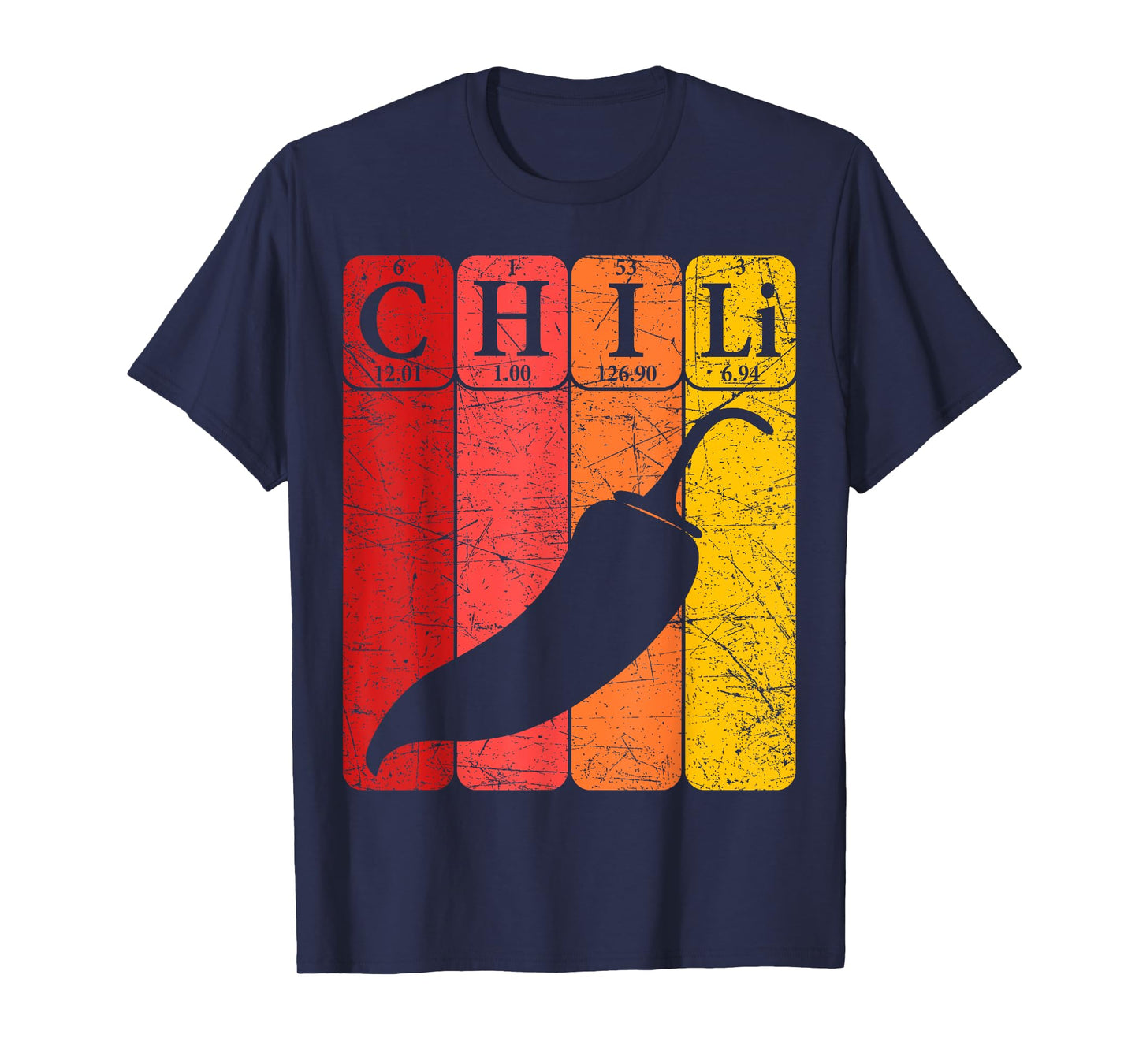 Chili Periodic Table Elements Chili Pepper Spicy Food Retro T-Shirt
