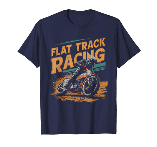 Flat Track Motorcycle Racing American Flag Speedway Dirt T-Shirt