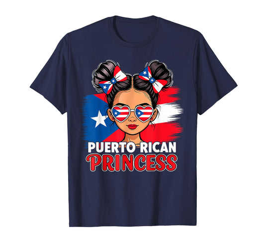Puerto Rican Princess Girl Flag Hispanic Heritage Month Kids T-Shirt