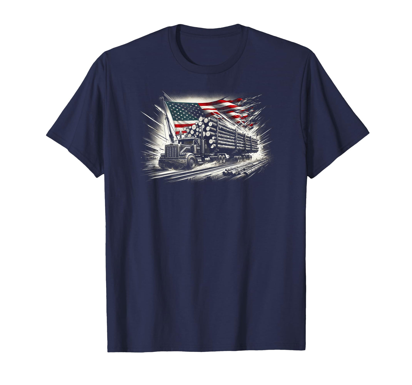 Vintage Logger with American Flag Logging/Carpenter T-Shirt