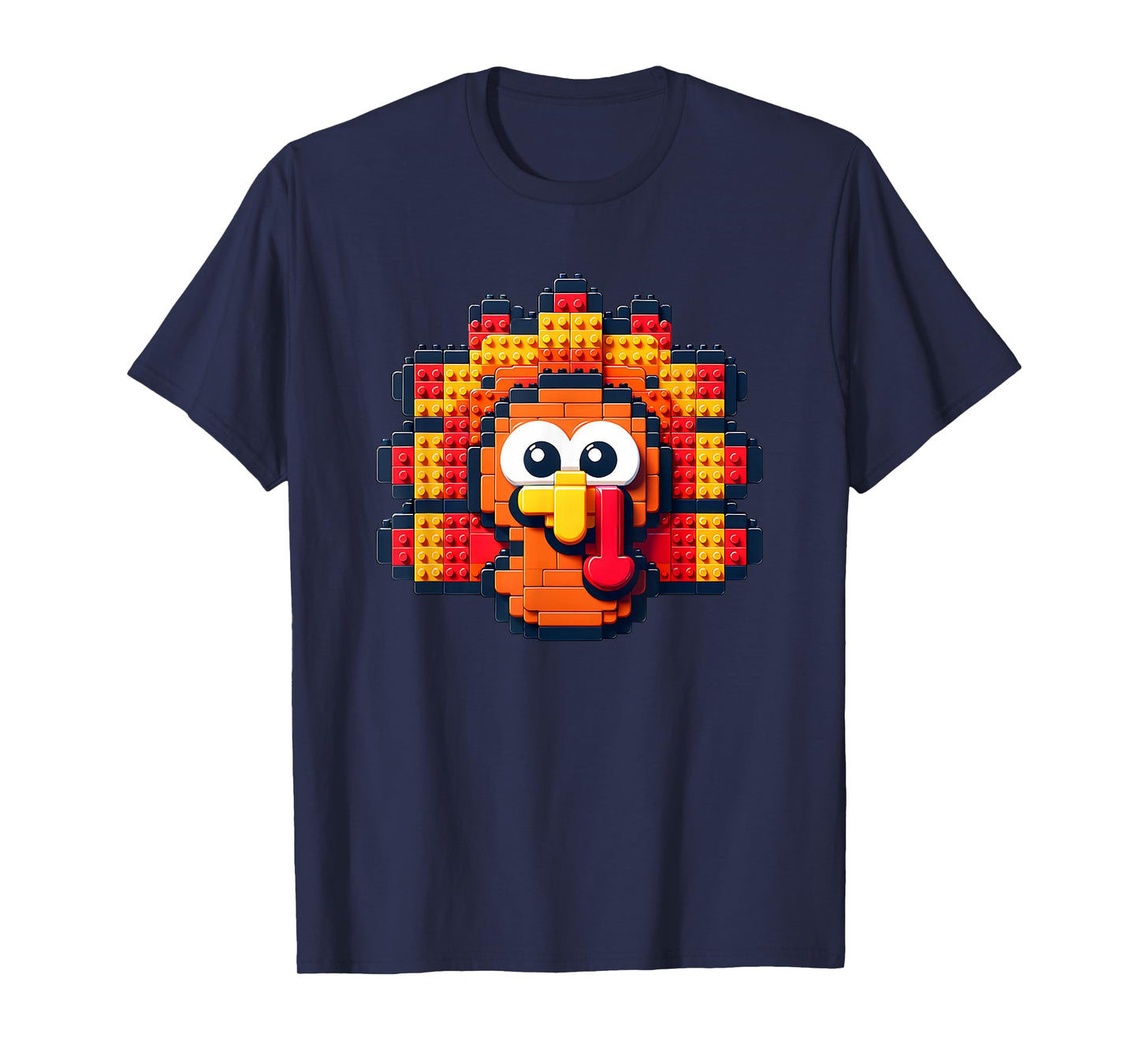 Thanksgiving Building Brick Turkey Face Master Builder Boys T-Shirt