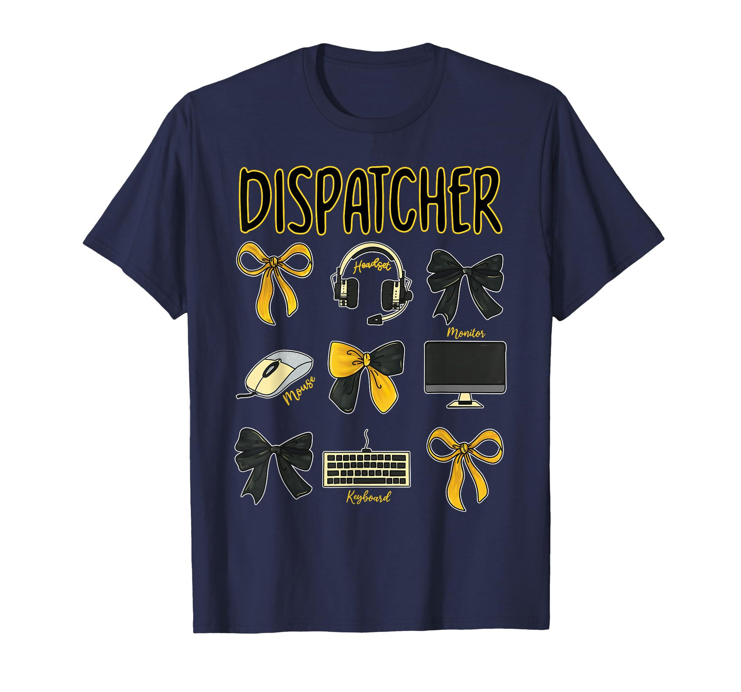 Coquette Bow 911 Dispatcher Dispatch Police Dispatch US Flag T-Shirt