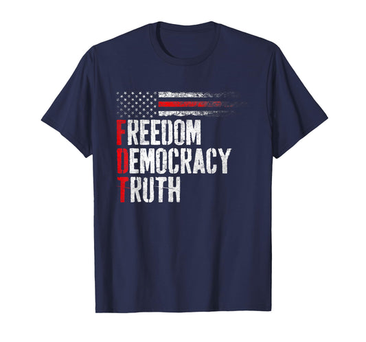 Vintage Freedom Democracy & Truth American Patriot Funny T-Shirt