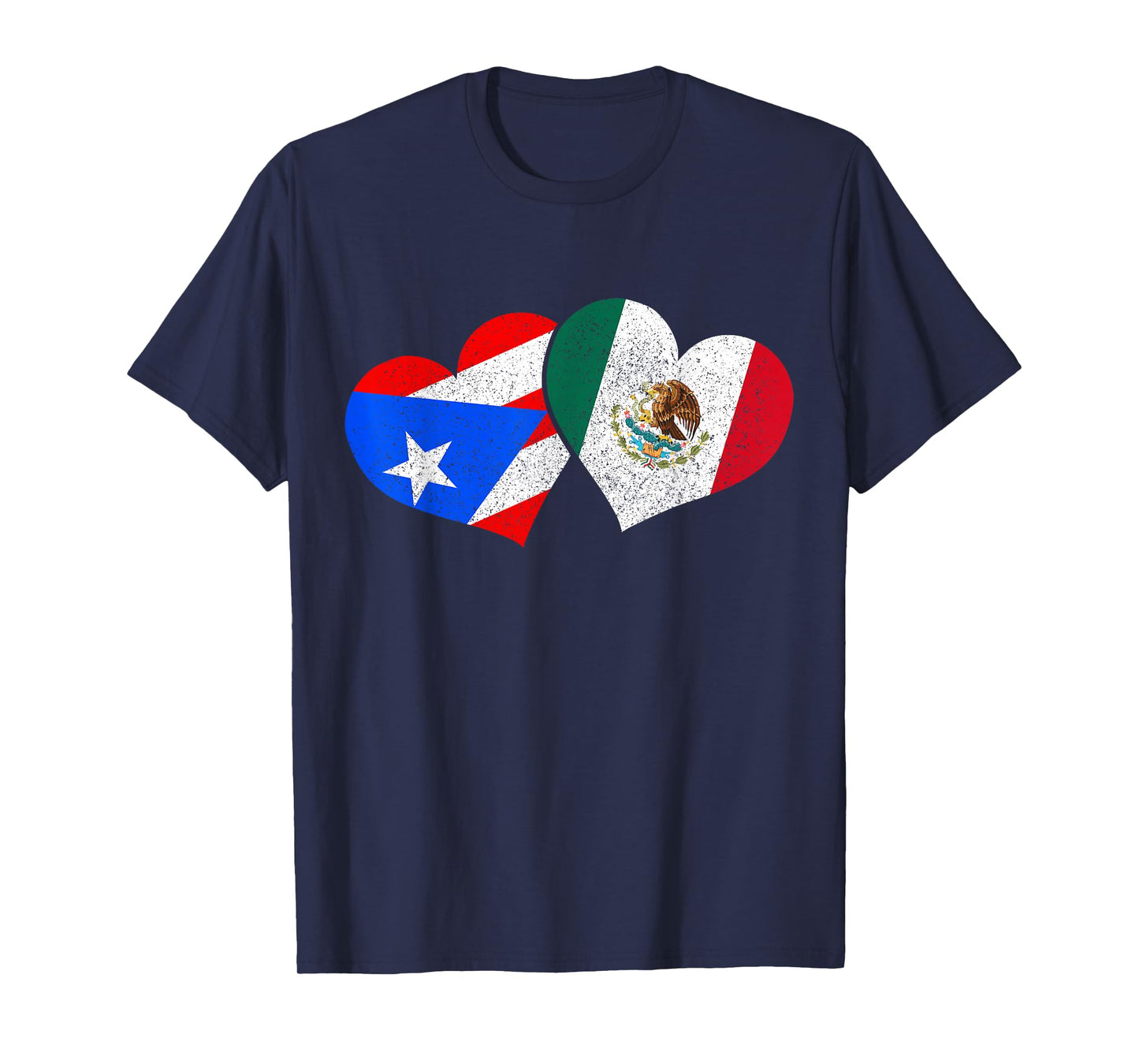 Puerto Rico & Mexico Heart Pride Puerto Rican Mexican Flag T-Shirt Small