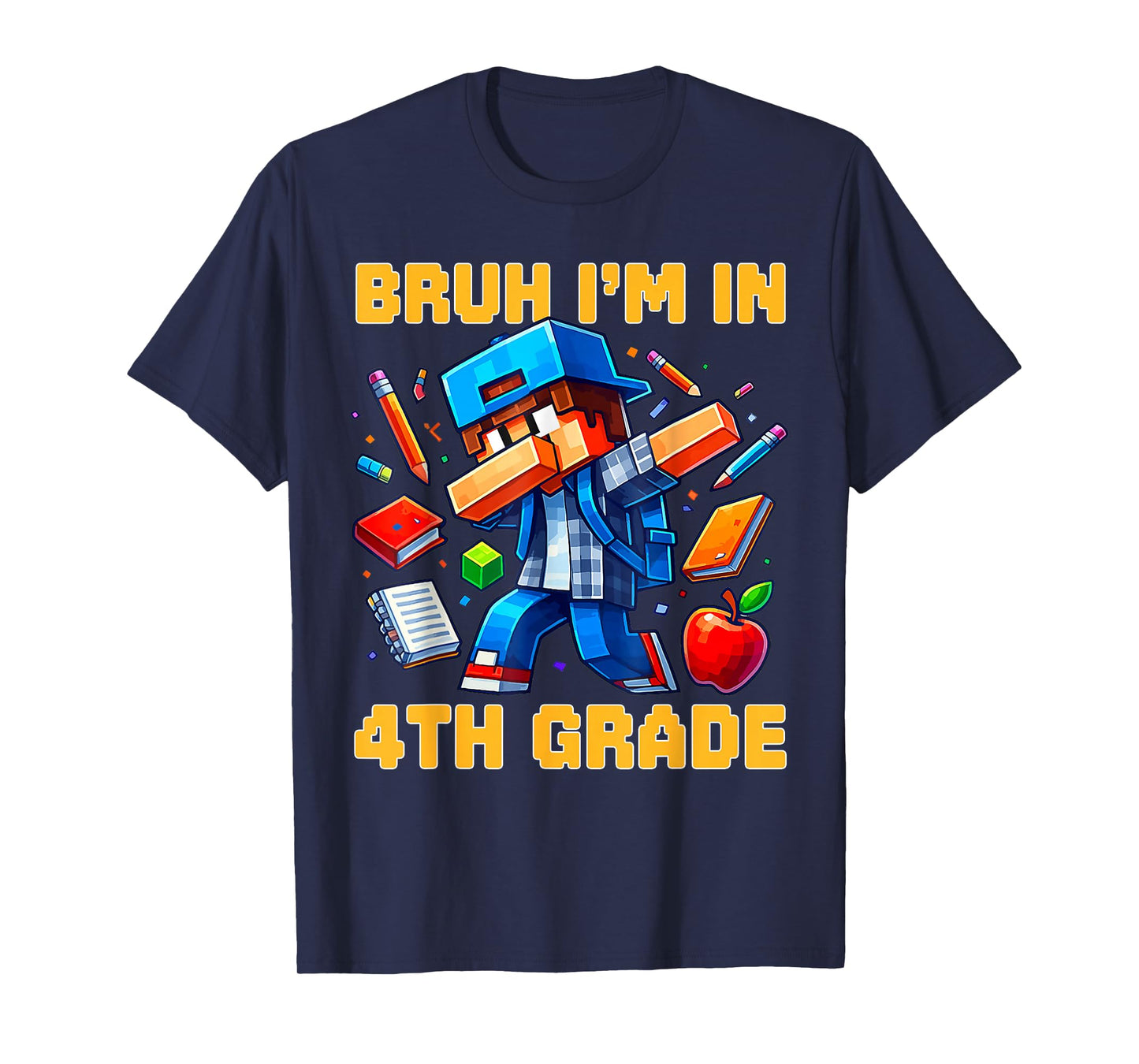 Bruh I'm in 4th Grade Dabbing Boys Kids Gamer Back to School T-Shirt