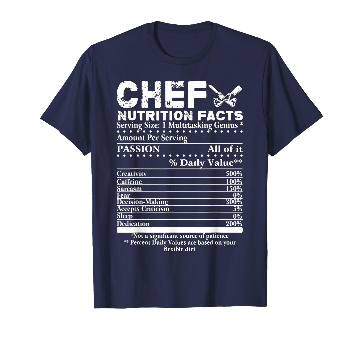 Chef Nutrition Facts T-Shirt Cool Chef Tee Gift for Chefs T-Shirt