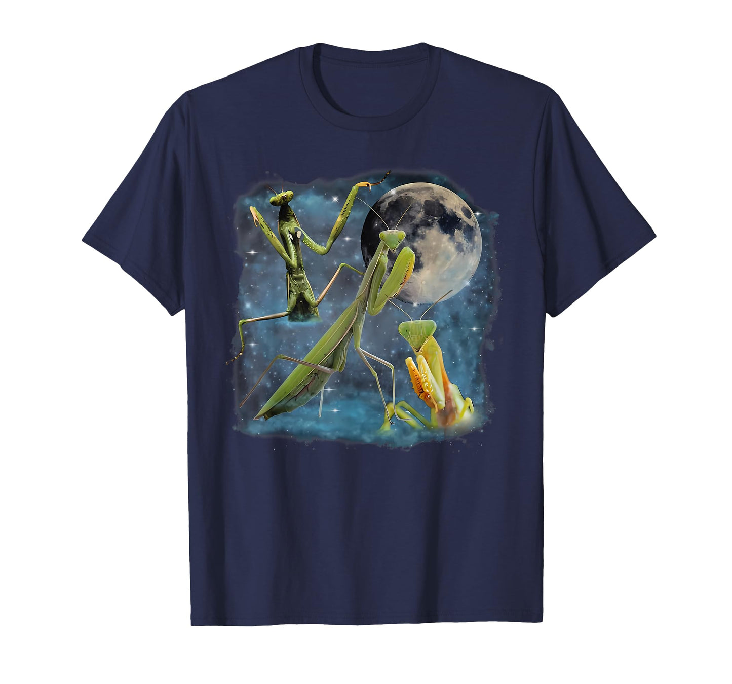 3 Praying Mantis Howling The Moon Entomologist Insect Lover T-Shirt