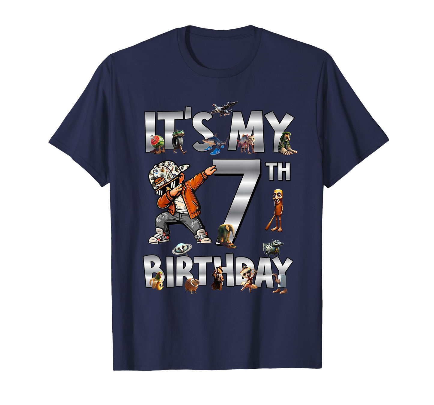 It's My 7th Birthday Dabbing Boy Italian Brainrot Meme T-Shirt