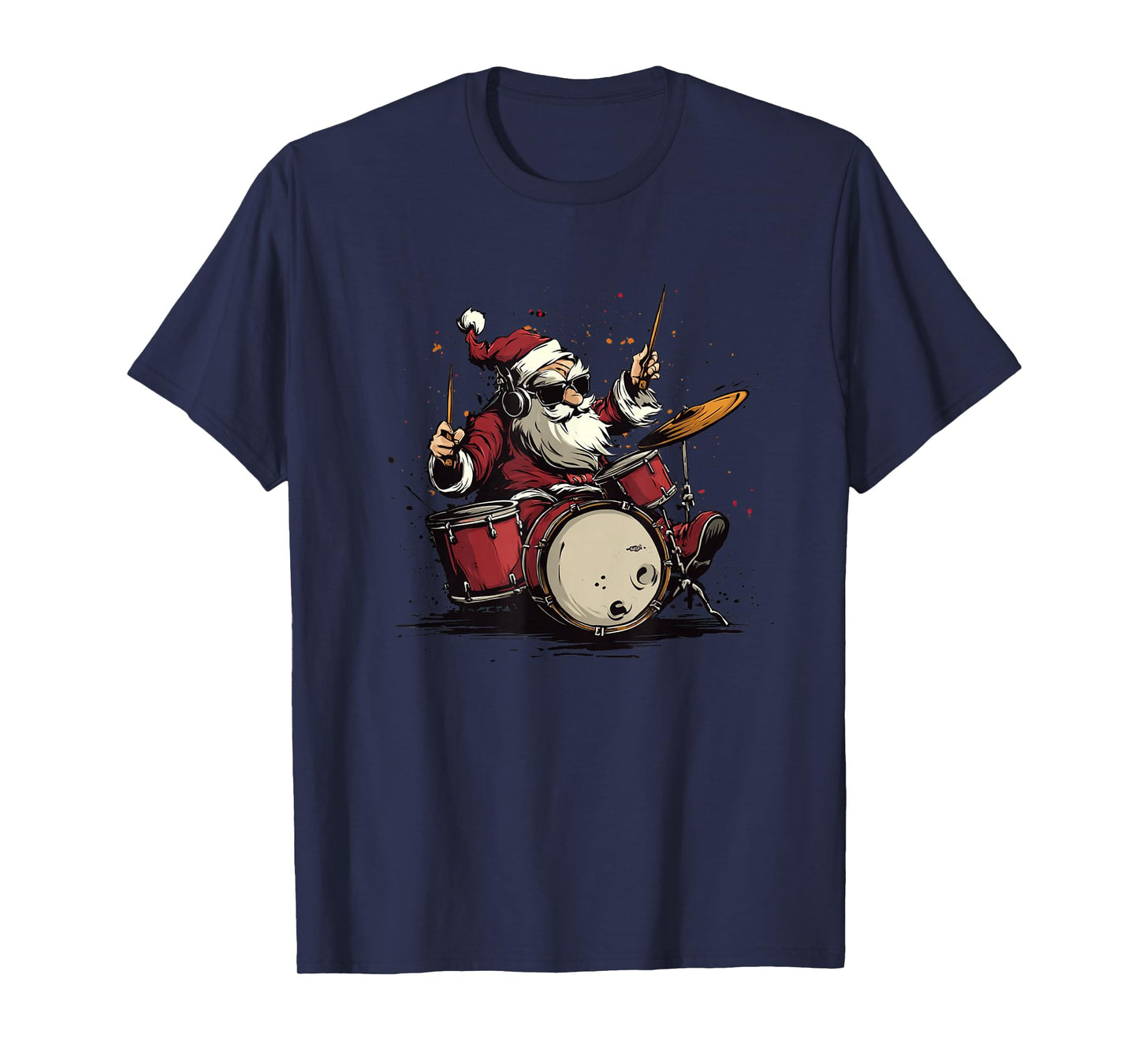 Rock'n Roll Santa Claus Costume for Drums Lovers T-Shirt