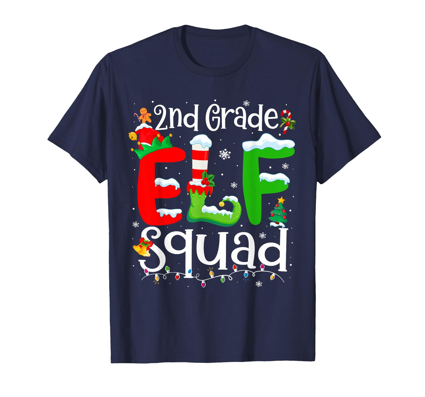 2nd Grade Elf Squad Funny Teacher Christmas Students T-Shirt