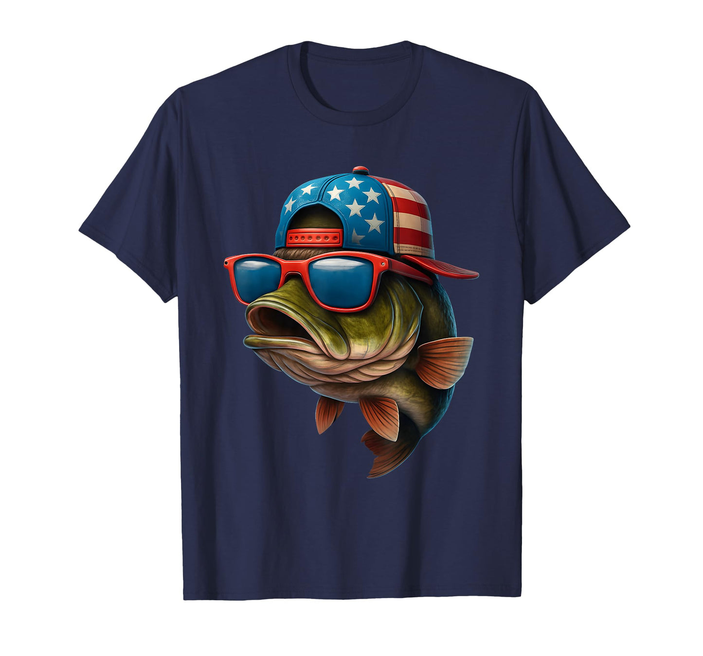 Funny USA Patriotic Fishing Fisherman American Flag Fish T-Shirt
