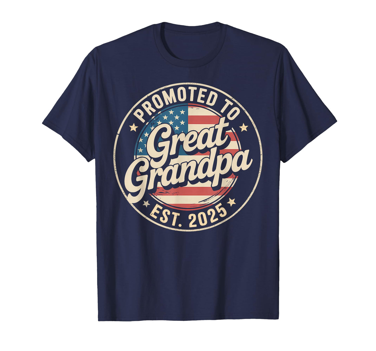 Promoted To Great Grandpa EST. 2025 USA Flag Soon To Grandpa T-Shirt