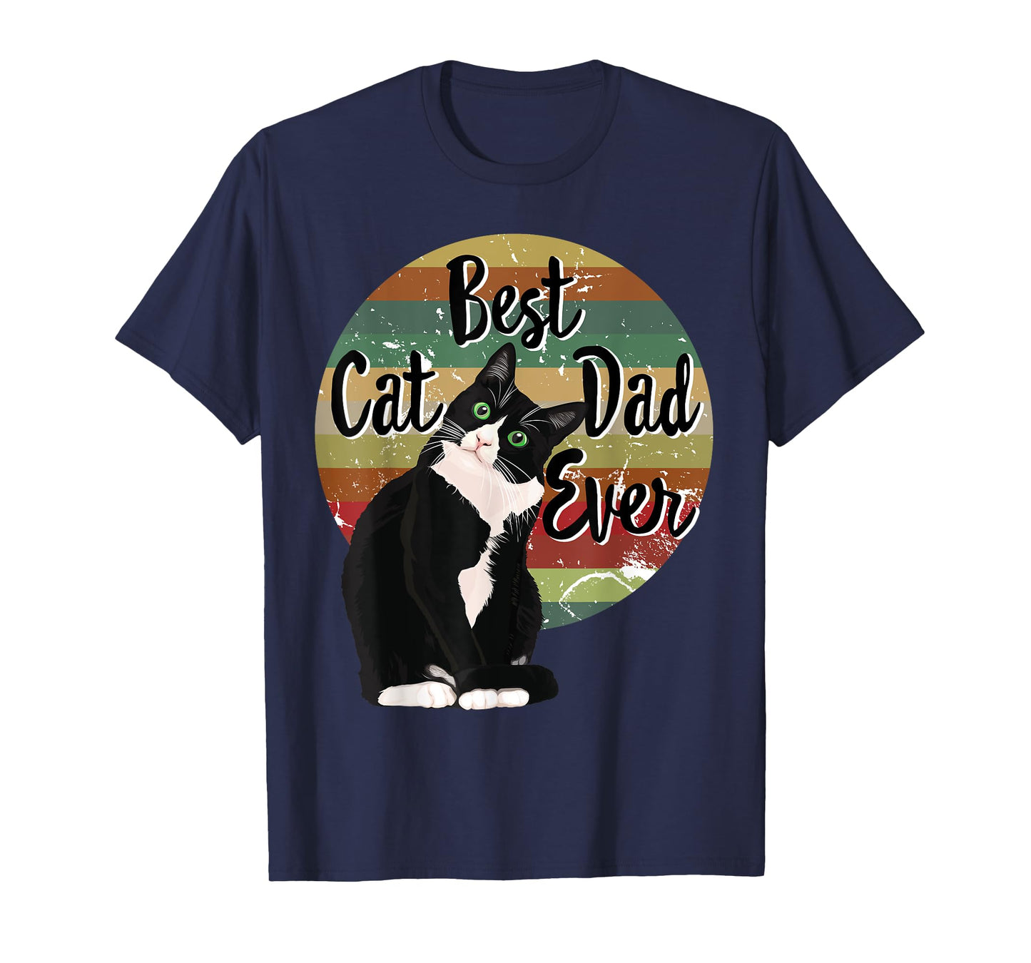 Best Cat Dad Ever Tuxedo Father's Day Gift Funny Retro Shirt T-Shirt for Men Women