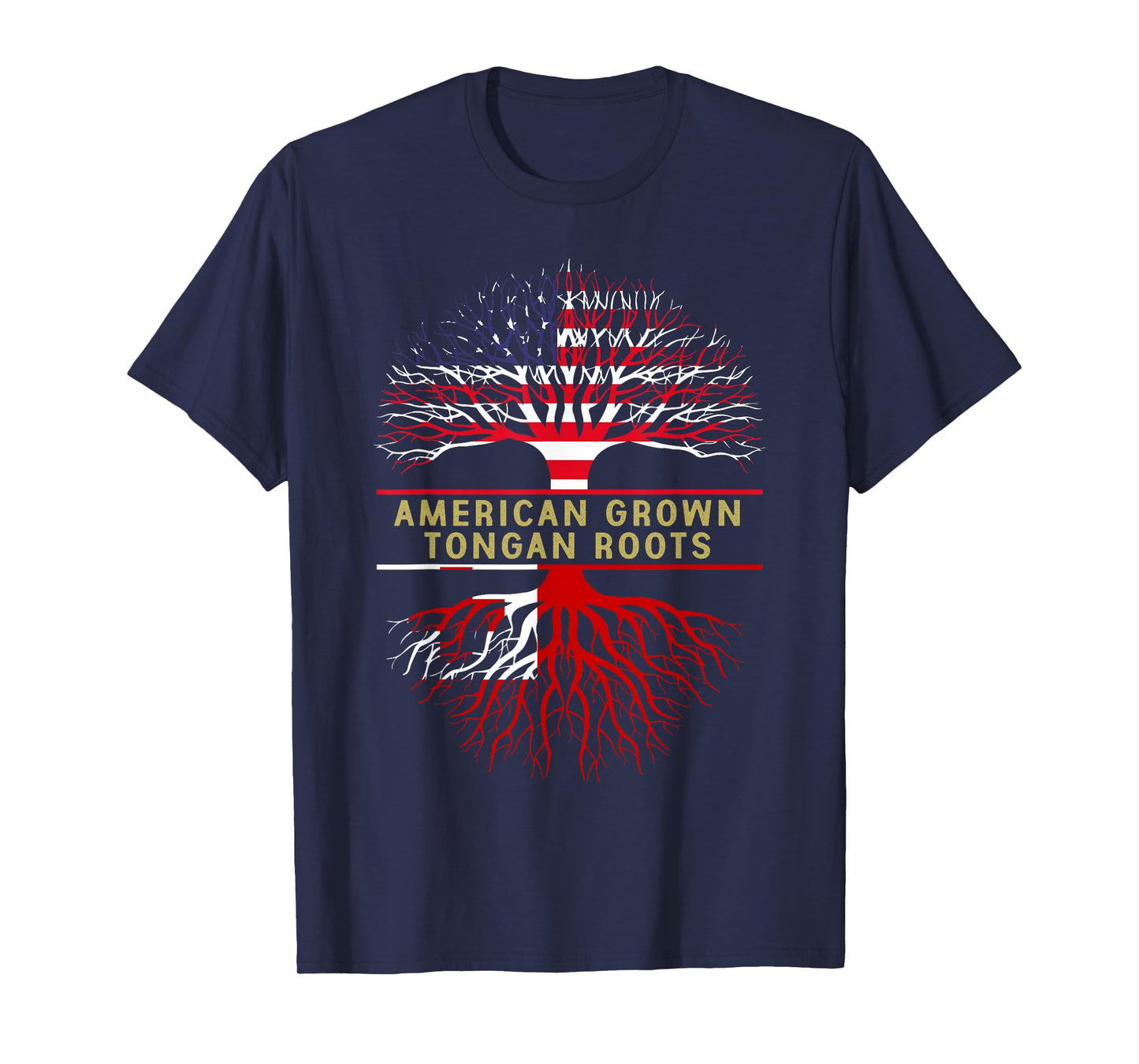 American Grown Tongan Roots America Tonga Tree Flag T-Shirt