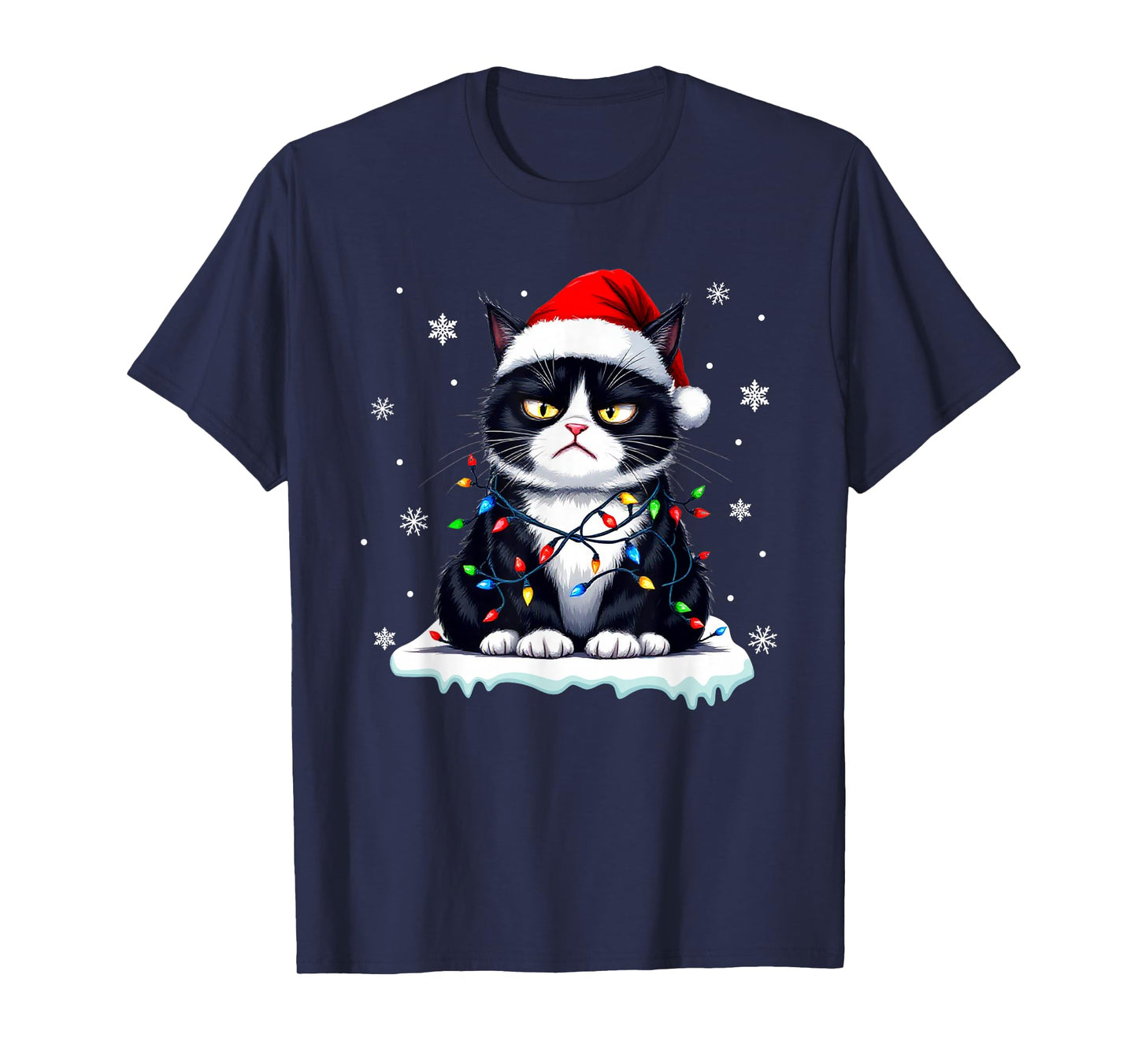 Christmas Pajamas Men Women Boys Girls Funny Cat T-Shirt