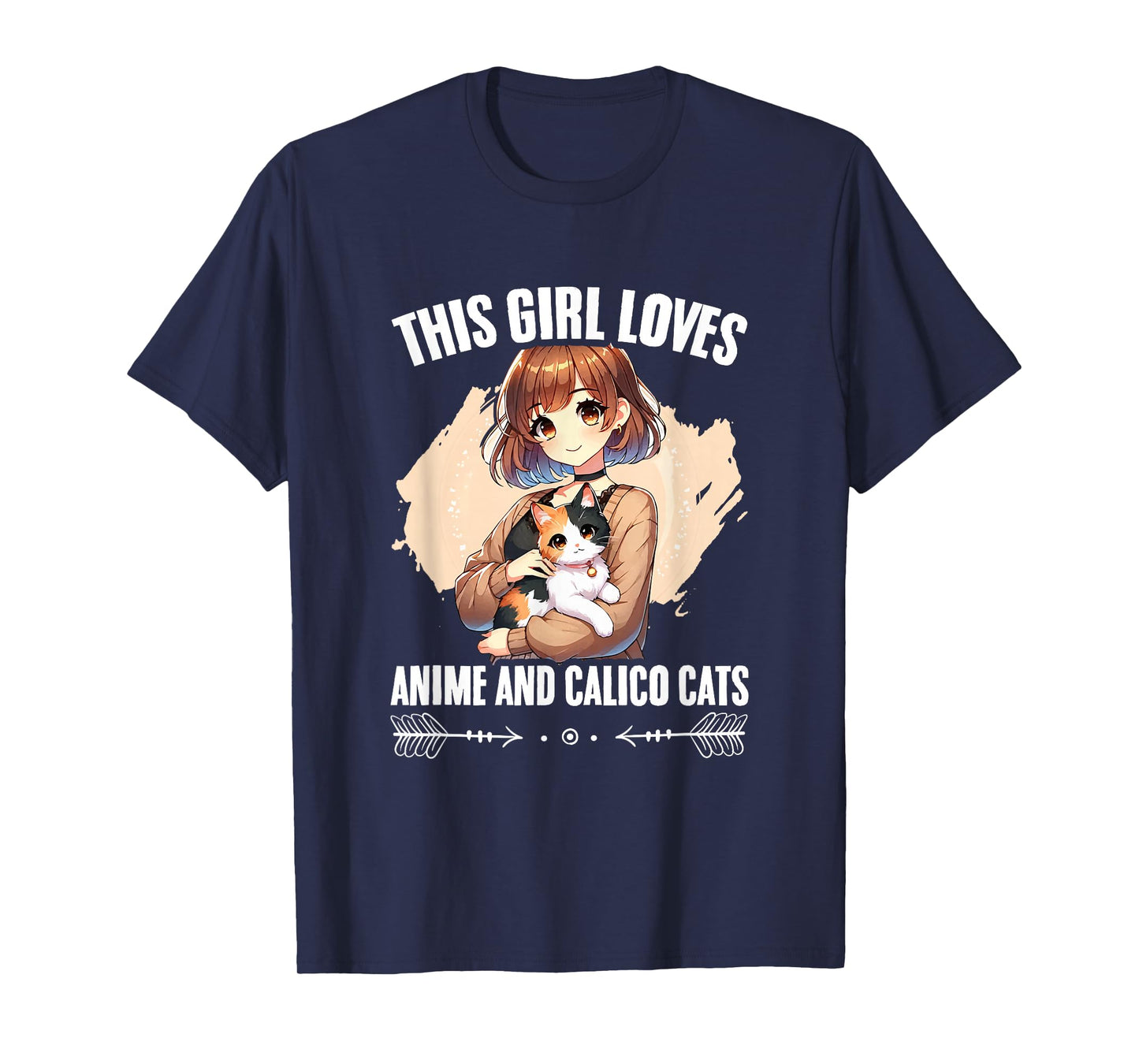 Kawaii Feline Animal Japan Anime Girl And Calico Cat Girl T-Shirt