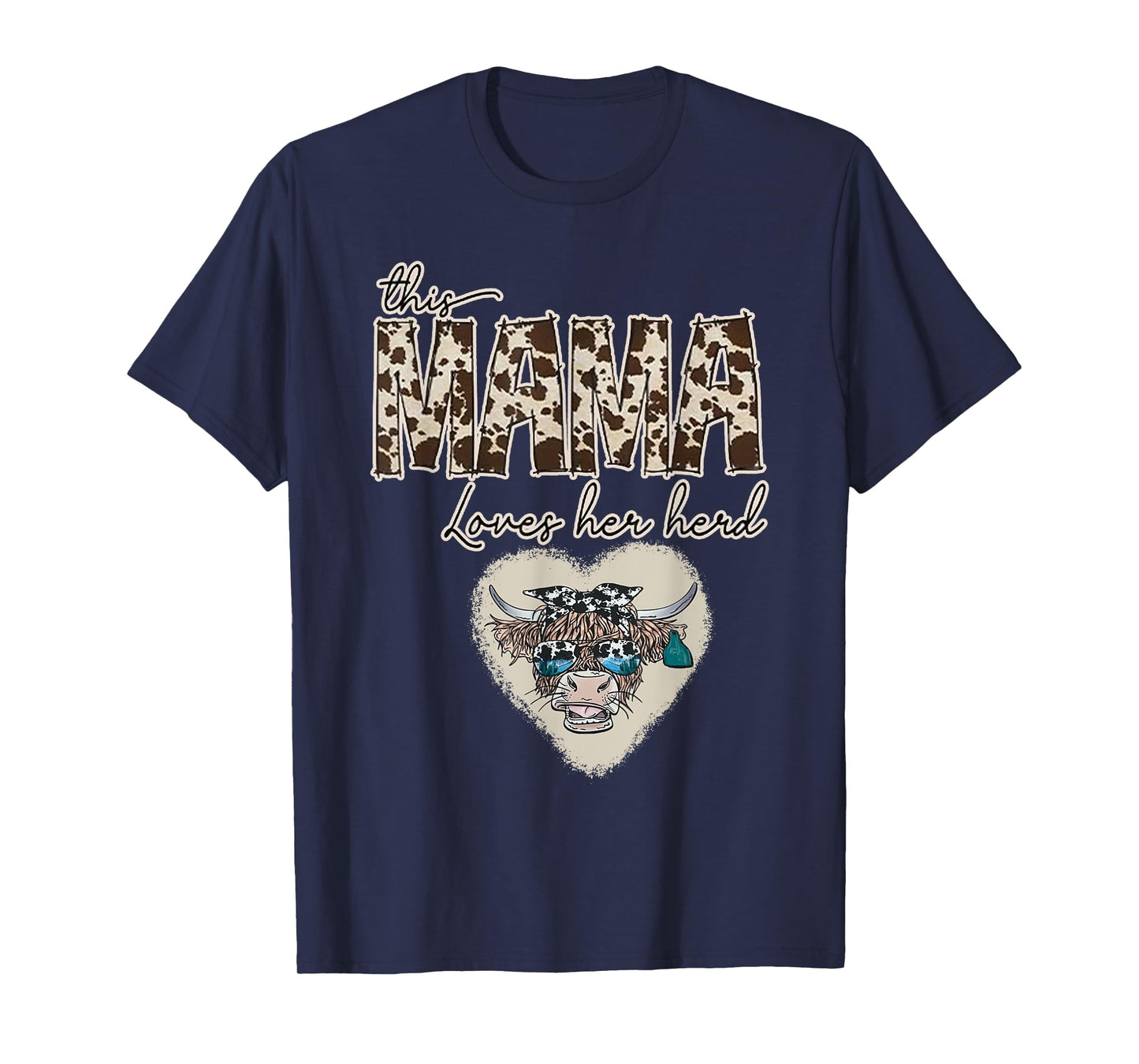 Cow Print Mama Shirt, Farmer, Mama Loves Her Herd Tee gifts T-Shirt