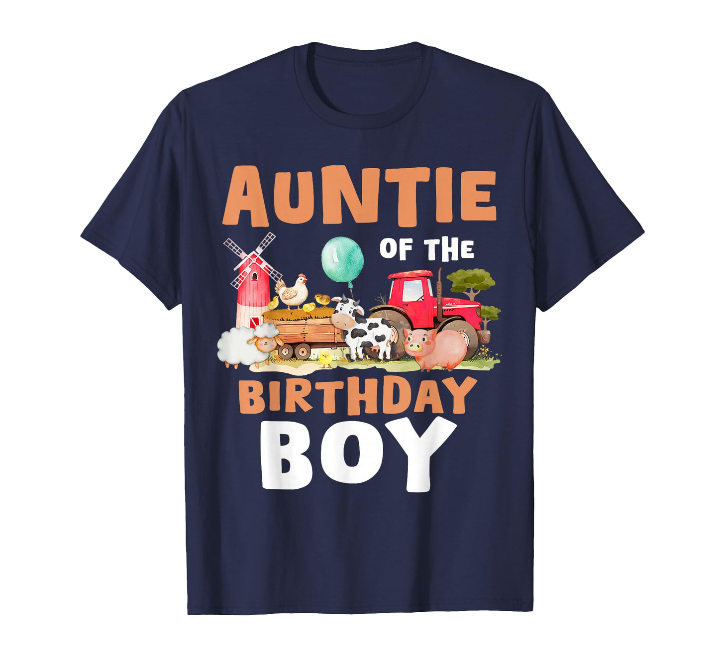 Auntie Of The Birthday Boy Farm Animals Matching Farm Theme T-Shirt