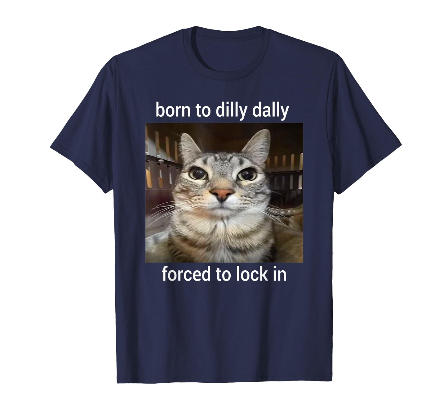 Born To Dilly Dally Forced To Lock In Cat Meme T-Shirt