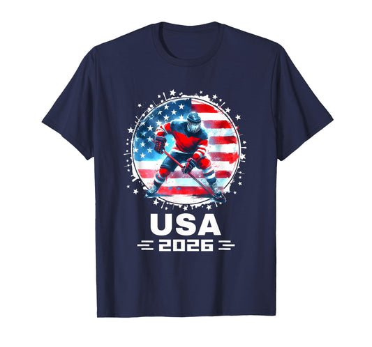 Hockey USA Go USA Team Tshirt USA Flag 2026 Hockey T-Shirt