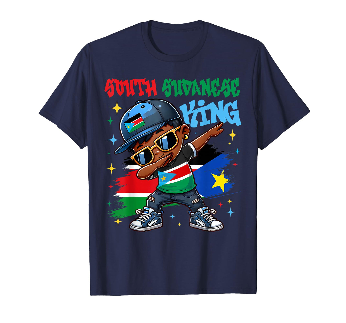 South Sudanese King Dabbing South Sudan Flag Pride for Kids T-Shirt
