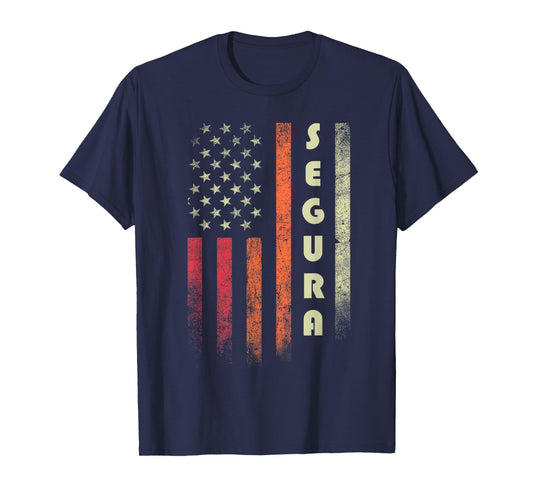 SEGURA Surname Funny Retro Vintage Birthday American Flag T-Shirt