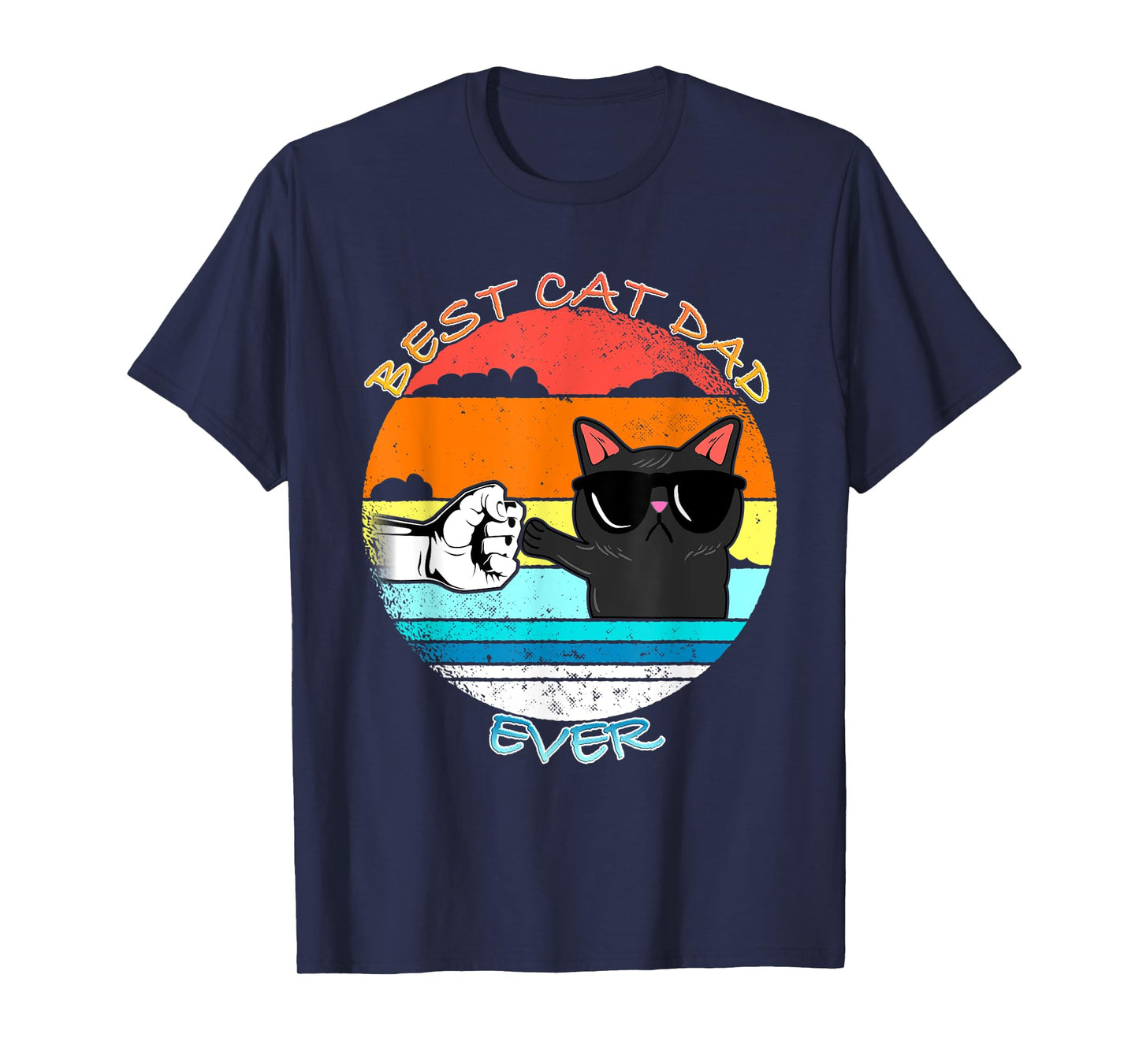 Mens Vintage Cat Best Cat Dad Retro Cat Meow T-Shirt