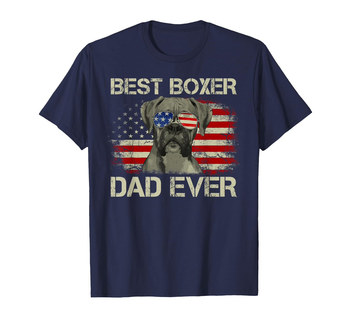 Best Boxer Dad Ever Tshirt Dog Lover American Flag Gift T-Shirt