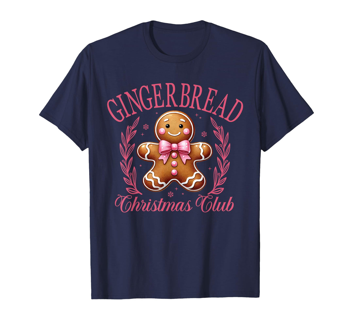 Coquette Bow Pink Gingerbread Christmas Girl Women Xmas T-Shirt