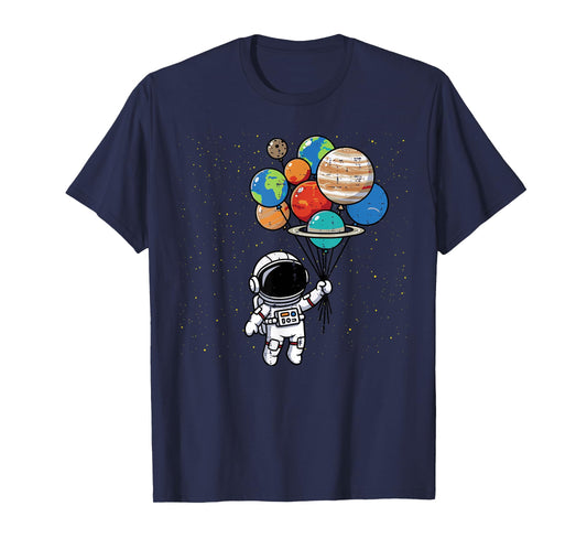 Astronaut Planet Balloons Cute Space Galaxy Boys Girls Kids T-Shirt