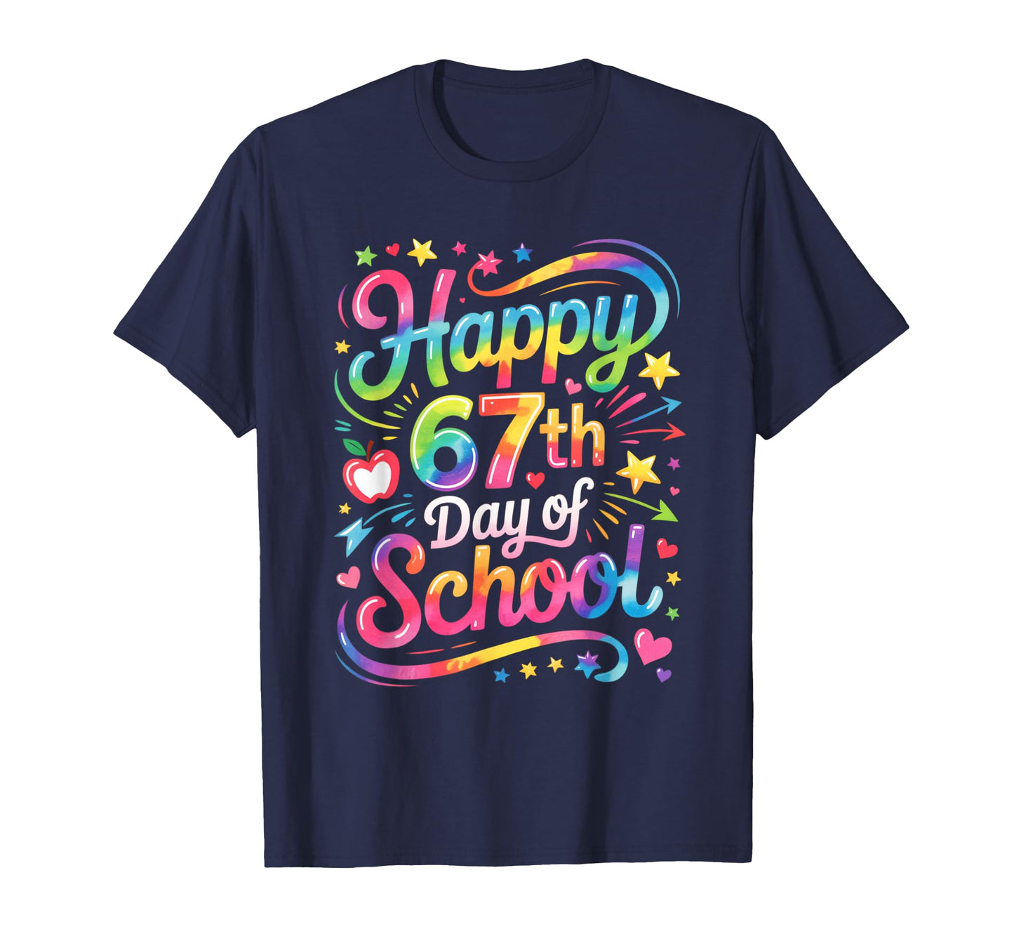 Happy 67 Days of School Meme100th Day of School Tie Dye T-Shirt