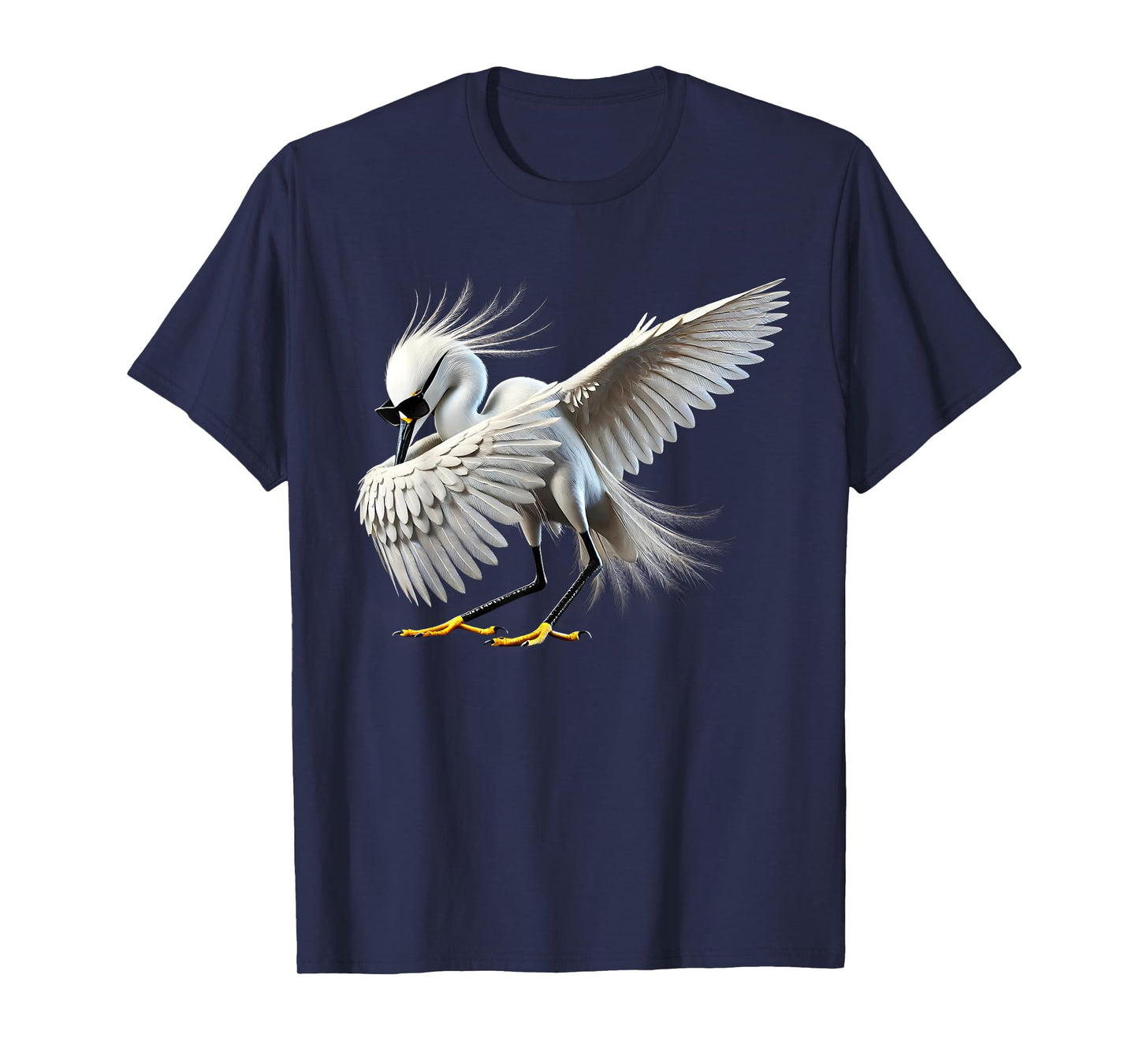 Dabbing Snowy Egret Bird Watcher Lover Birding T-Shirt