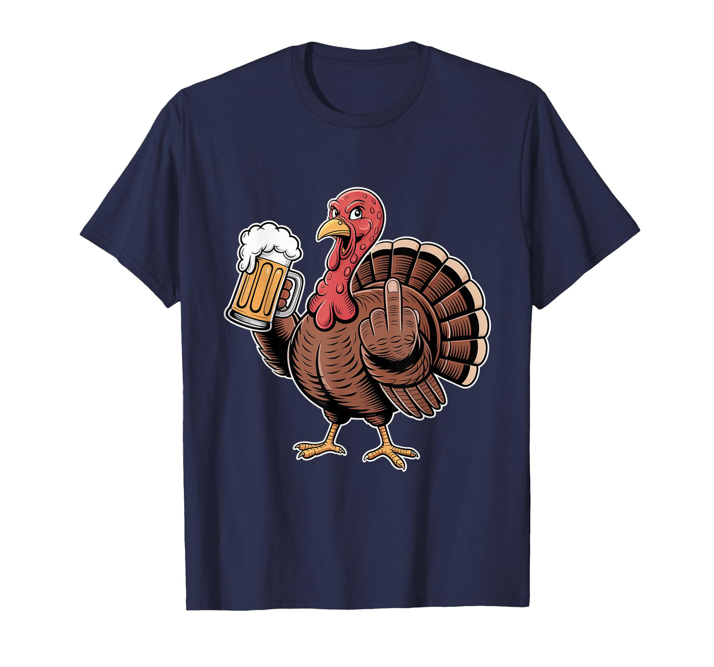 Funny Rude Thanksgiving Turkey Beer Humor T-Shirt
