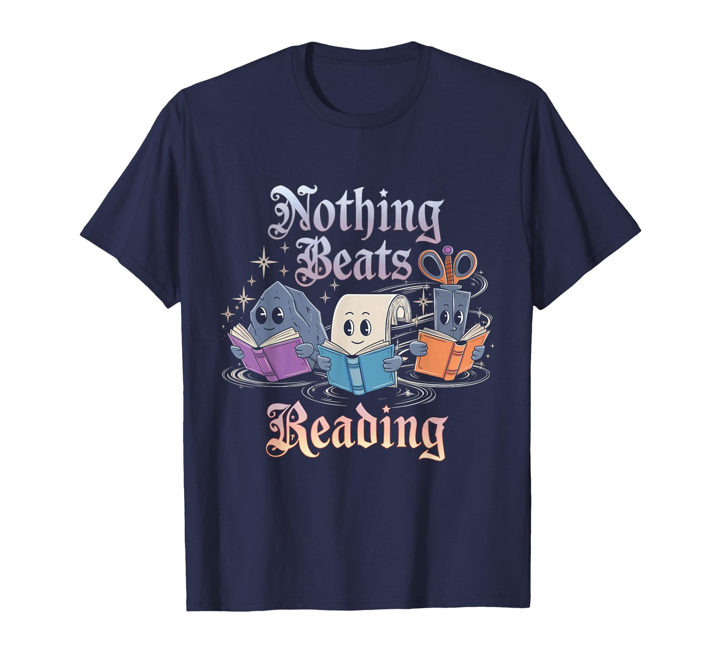 Nothing Beats Reading Book Librarian Rock Paper Scissors T-Shirt