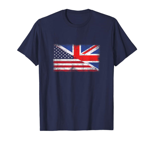 United Kingdom America Flag Half British Half American T-Shirt