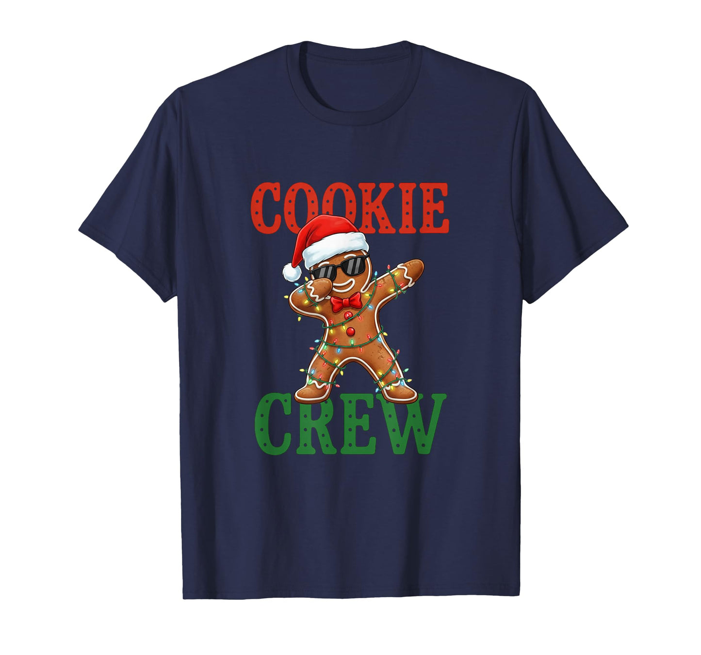 Cookie Crew Dabbing Gingerbread Man Santa Hat Christmas T-Shirt