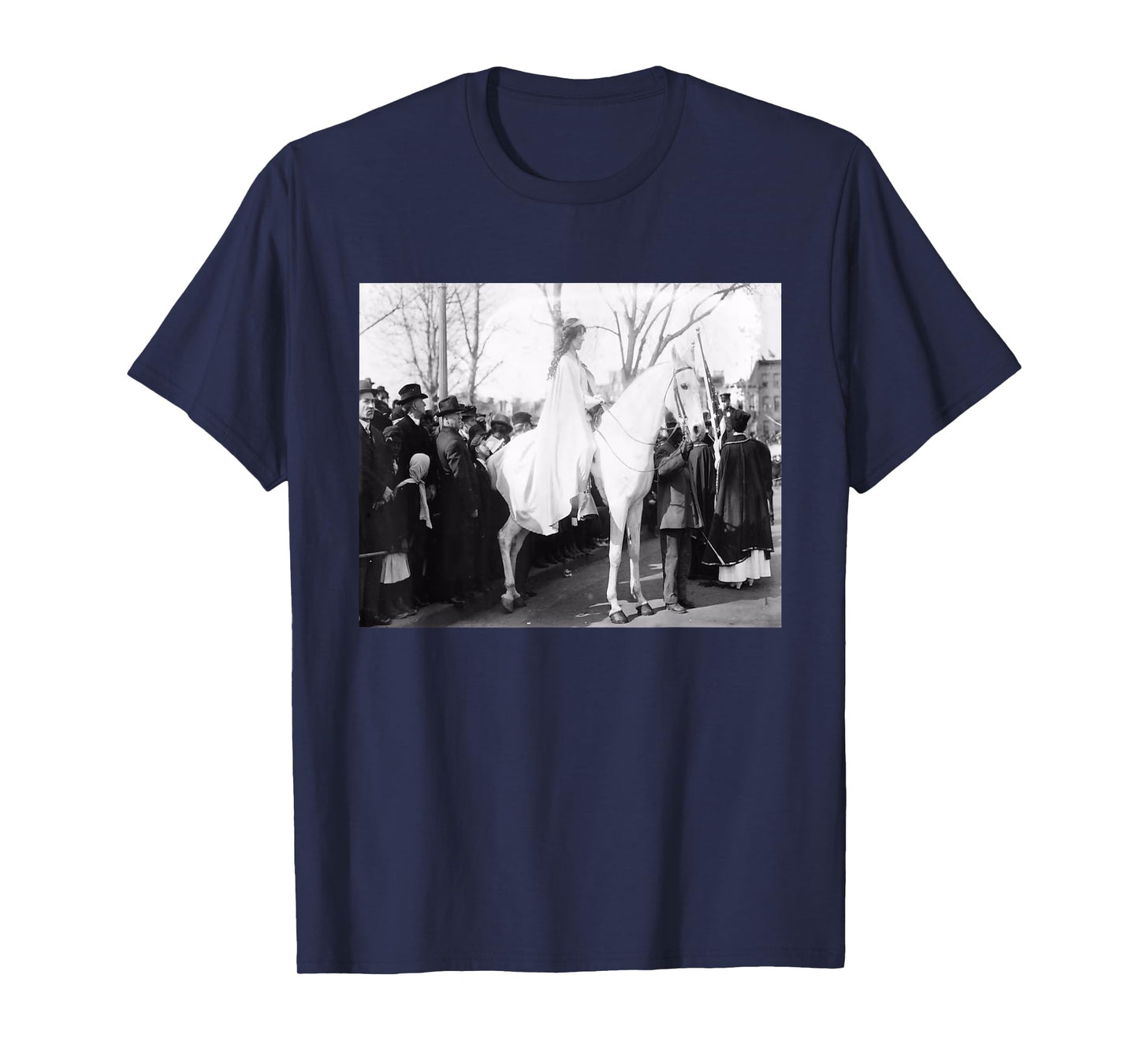Suffragettes Protest On Horseback T-Shirt - Black, Unisex-Adults, Small, Short Sleeve, Regular Fit, Cotton, Women's History