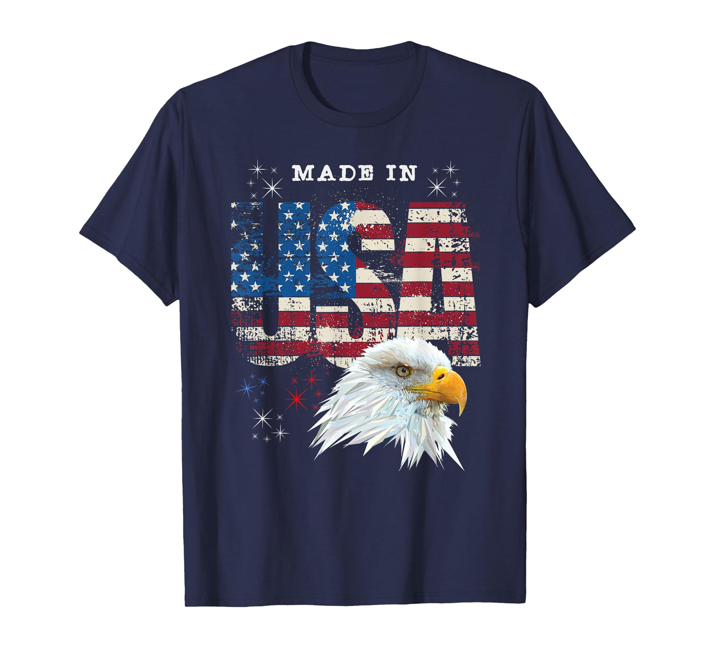 Made in USA Patriotic American Flag Bald Eagle America T-Shirt