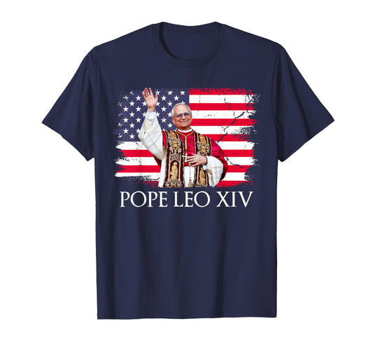 New Pope Leo XIV Robert American Flag T-Shirt