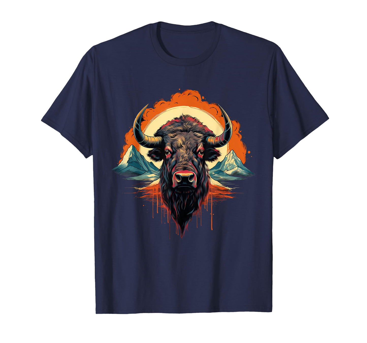 Buffalo Colorful Motif Artwork Wildlife Safari Nature Bison T-Shirt