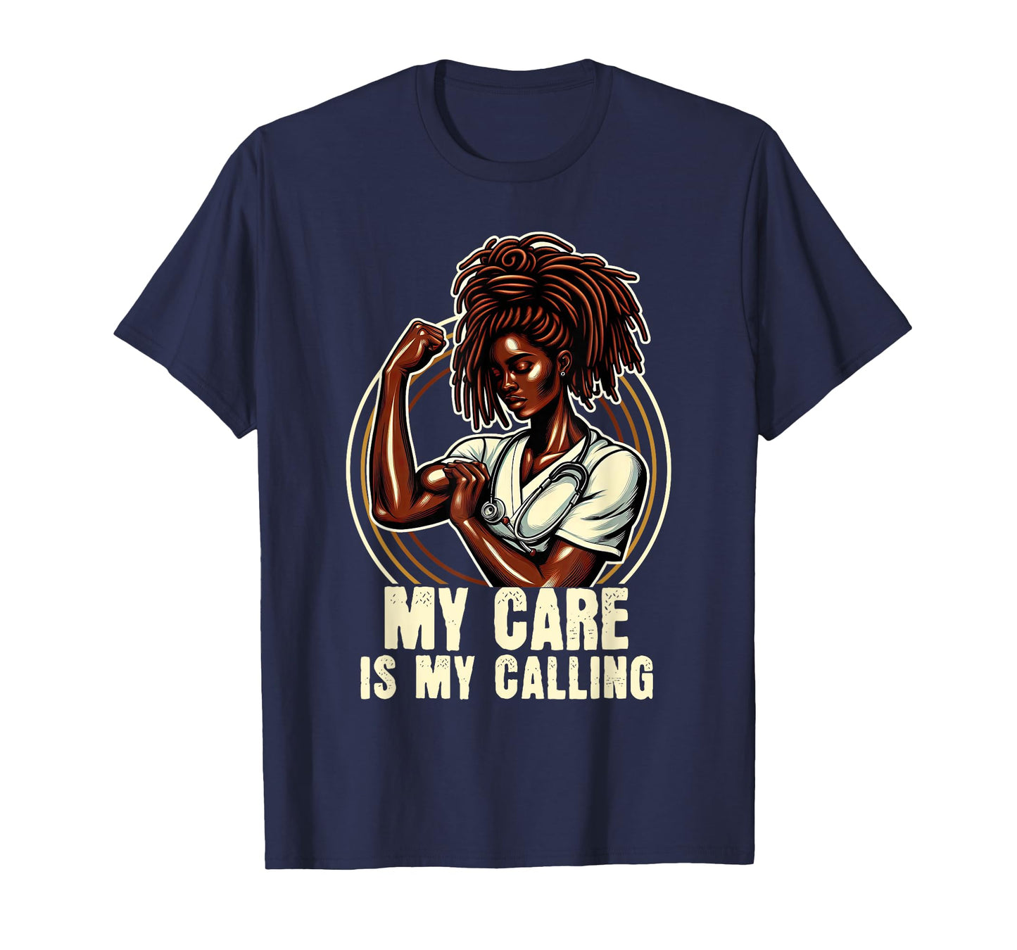 African American Locs Nurse Black Melanated Nursing T-Shirt