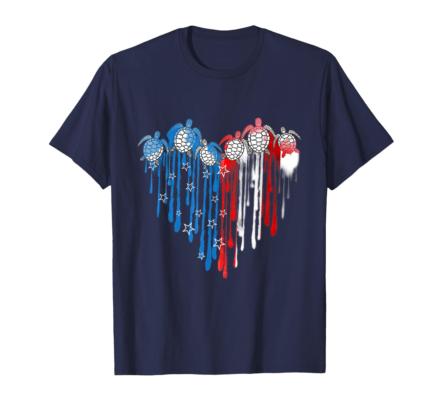 Turtles USA Flag Stars Stripes 4th of July Independence Day T-Shirt